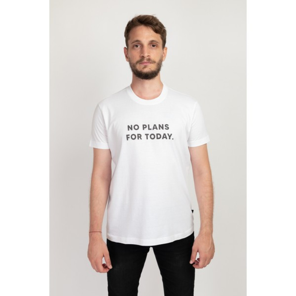 I And Basic Beyaz %100 Organik Pamuklu Basic Erkek Tişört / No Plans For Today S Erkek T-shirt Fiyatı