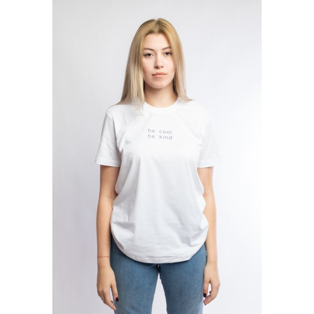 I And Basic Beyaz %100 Organik Pamuklu Basic Kadın Tişört / Be Cool Be Kind XS Bayan T-shirt Fiyatı