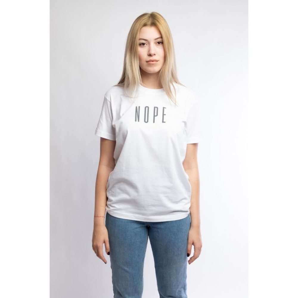 I And Basic Beyaz %100 Organik Pamuklu Basic Kadın Tişört / Nope XL Bayan T-shirt Fiyatı