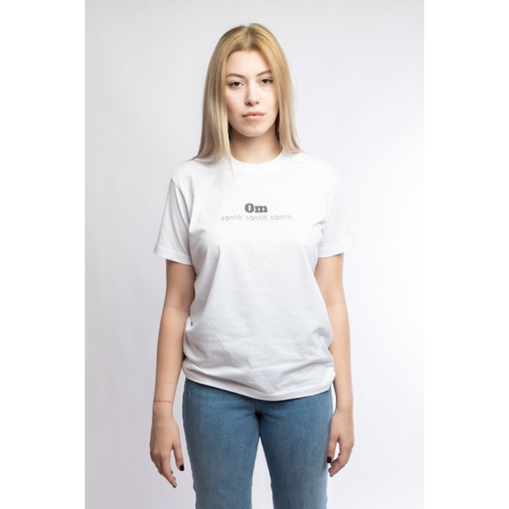 I And Basic Beyaz %100 Organik Pamuklu Basic Kadın Tişört / Om Santih S Bayan T-shirt Fiyatı