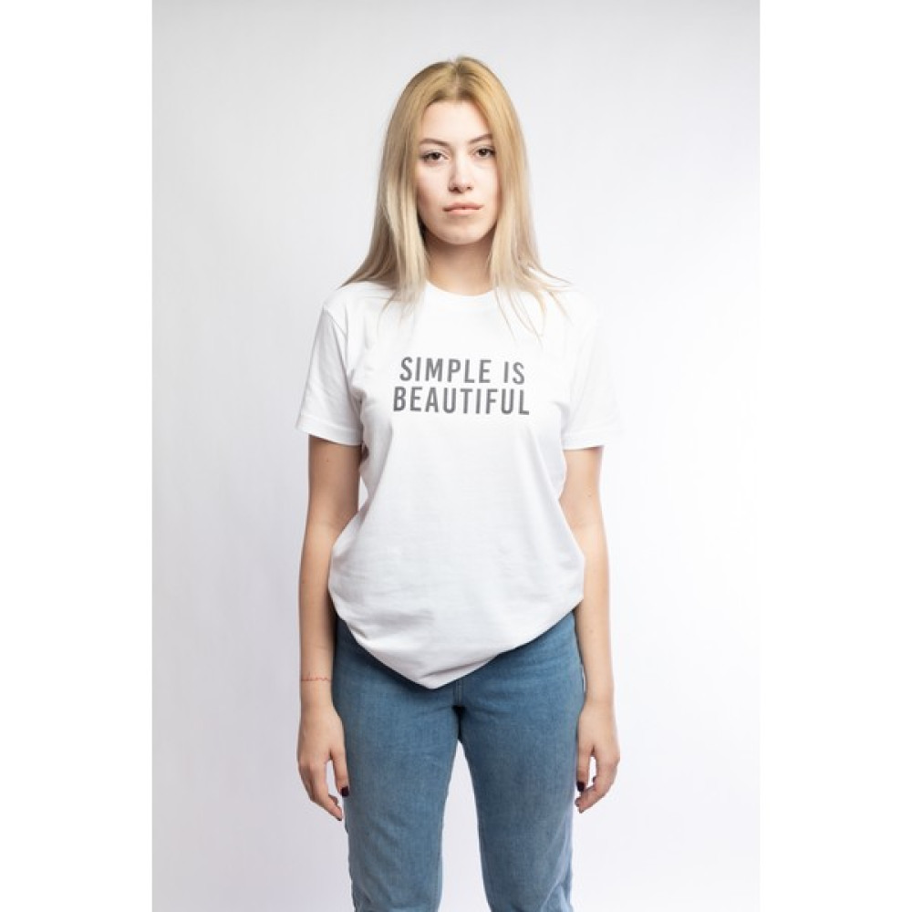 I And Basic Beyaz %100 Organik Pamuklu Basic Kadın Tişört / Simple Is Beatiful M Bayan T-shirt Fiyatı