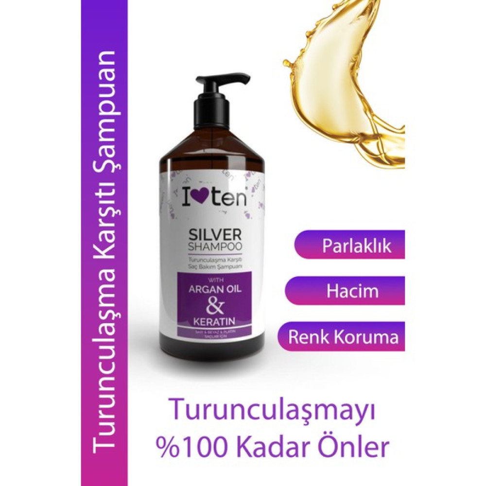 I Love Ten Silver Mor Şampuan Gri Beyaz Platin Sarı Saçlara Uygun 1000 ml Şampuan ve Saç Kremi Fiyatı