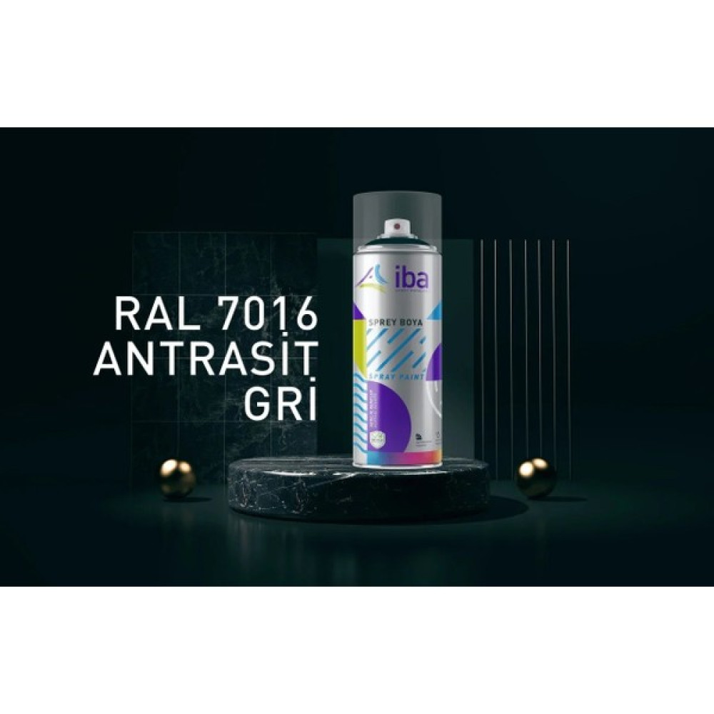 Iba Akrilik Sprey Boya 400 ml Antrasit Gri ( Ral 7016 ) - 1 ADET 400 ML Boya Malzemeleri Fiyatı