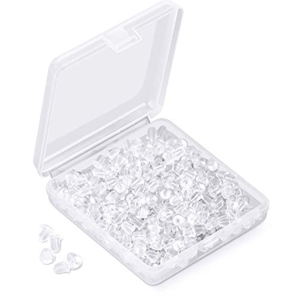 iBayam Silicone Earring Backs Earring Backings 1200 Pcs Soft Clear Ear Safety Back Pads Backstops Clutch Stopper Replacement for Fish Hook Earring Studs Hoops, Diameter 4mm