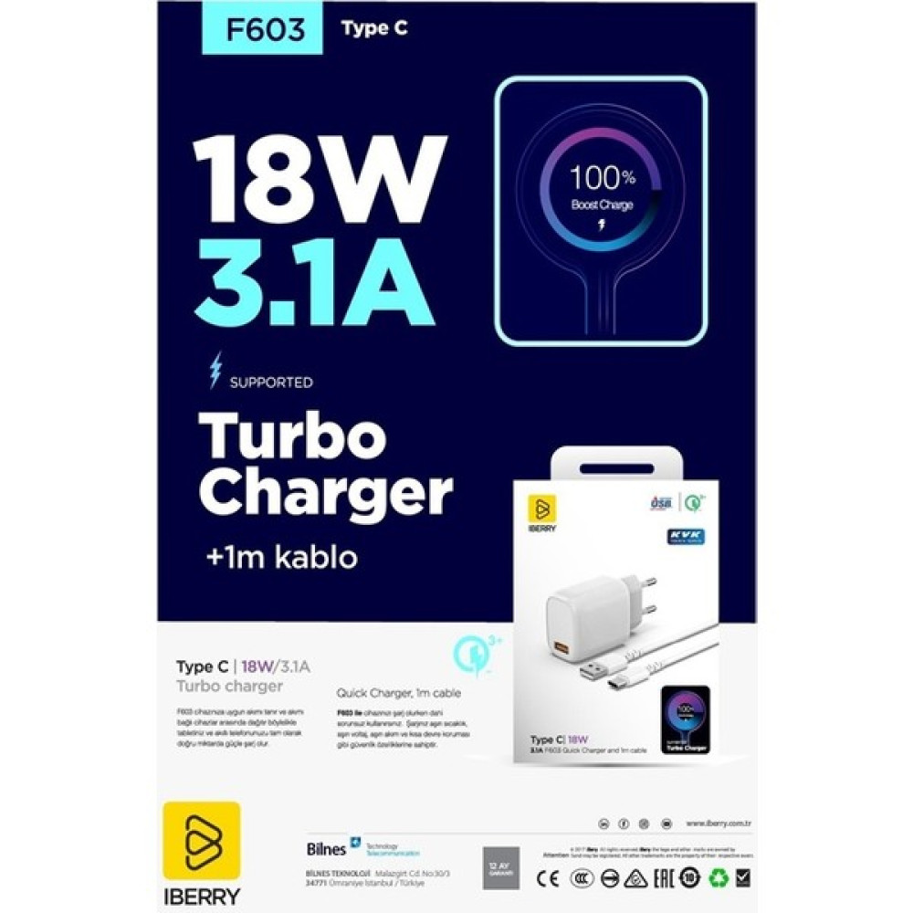 Iberry 18W Usbtype-C Hızlı Sarj Cihazı - Beyaz Oto Boyaları Fiyatı