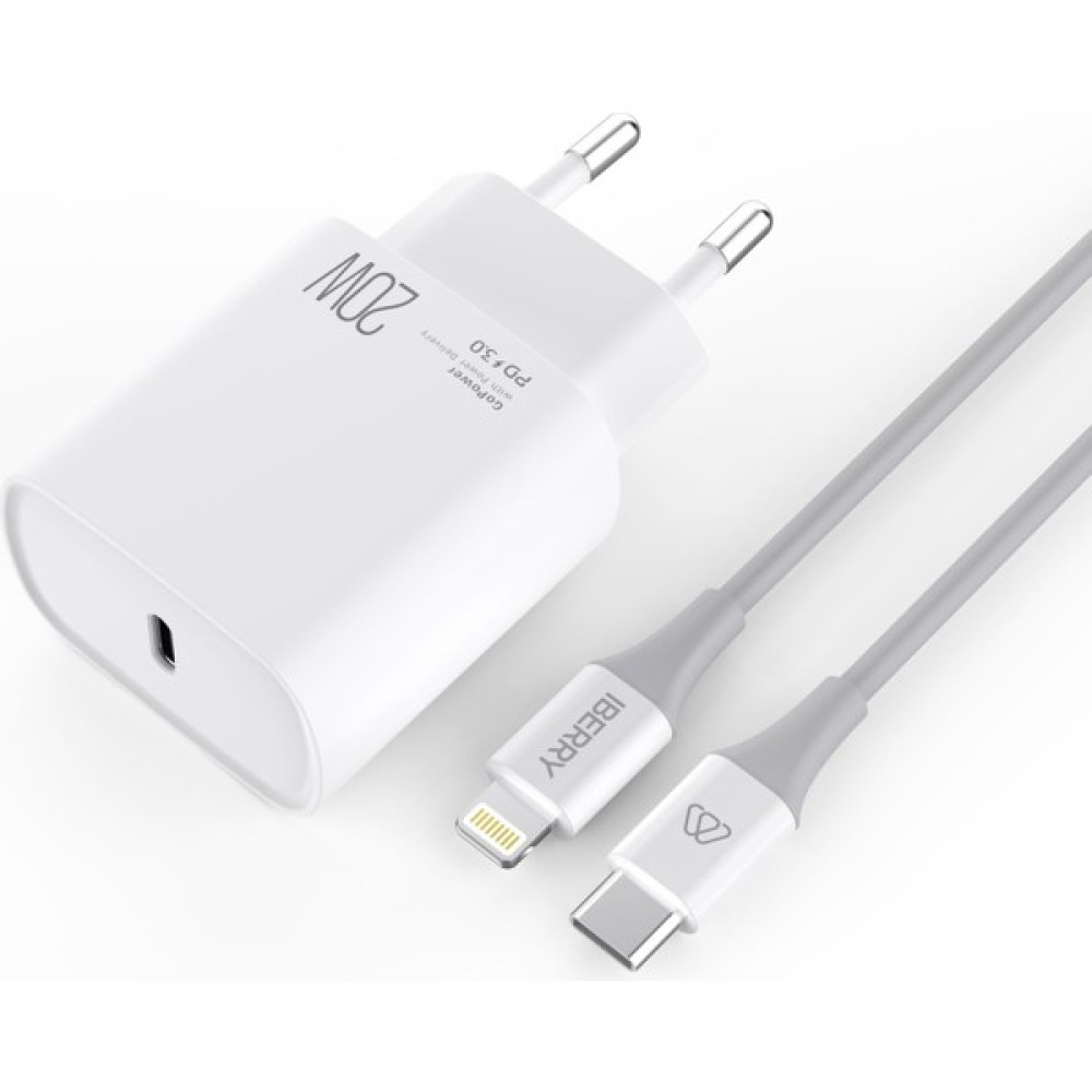 Iberry F605 20W Pd Hızlı Seyahat Şarj USB C + Lıghtınıng Kablo - Beyaz Diğer Fiyatı