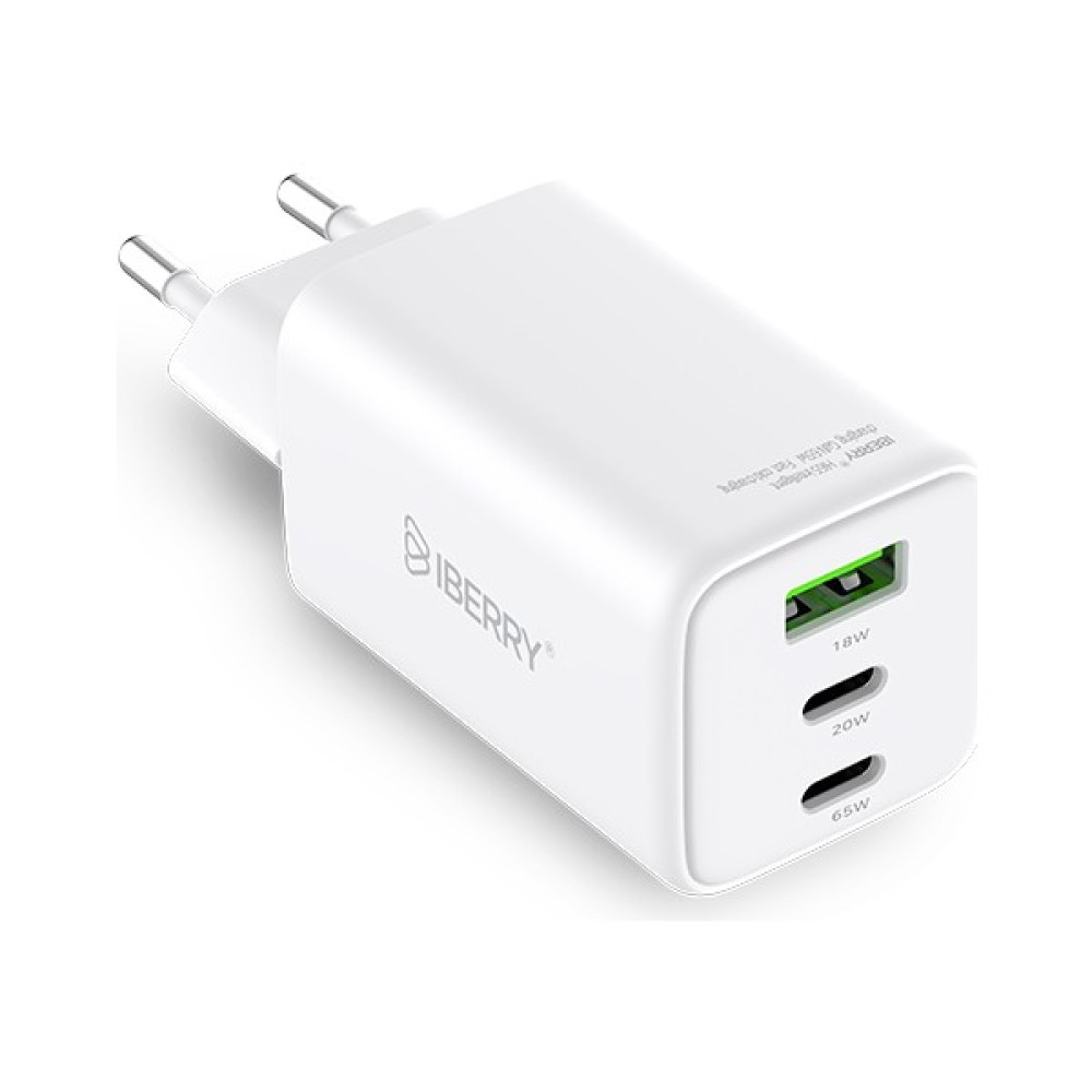 iBerry Hi65 Compact Super Fast Cold 65W Gan Seyahat Şarj Aleti 2 USB C + USB A USB C2- USB A - Beyaz Oto Boyaları Fiyatı