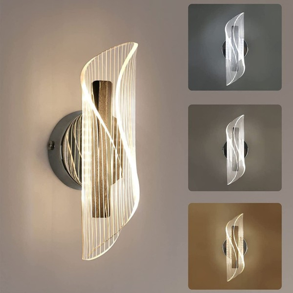 Iç Mekan Duvar Lambası, 3 Renk Sıcaklığı Modern Duvar Lambası Kavisli Tasarım, 12W LED Iç Mekan Duvar Lambaları (Yurt Dışından) - Üç renkli ışık Aplikler Fiyatı
