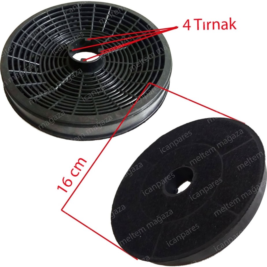İcanpares Teka Uyumlu Aspiratör Karbon Filtresi 16CM / 160MM - 4 Tırnaklı Aspiratörler Fiyatı