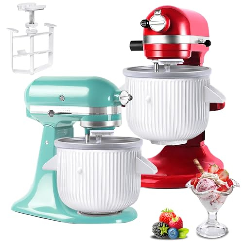 Ice Cream Maker Attachment for KitchenAid Stand Mixer, Compatible with 4.5/5QT & 6QT Stand Mixers, 2 Quart Frozen Kitchenaid Ice Cream Maker Attachment Ice Cream Bowl for Yogurt/Sorbet Gelato Ice Cream Maker Fiyatı