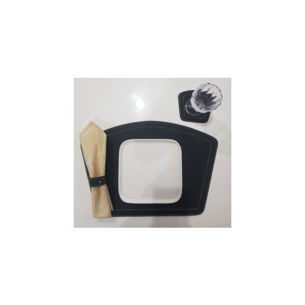 Icone Bag Icone 3 Parça Deri Amerikan Servis & Bardak Altlığı & Peçetelik Takımı, Leke Bırakmaz ve Kullanışlı - Siyah - 35 x 45 cm Amerikan Servis Fiyatı