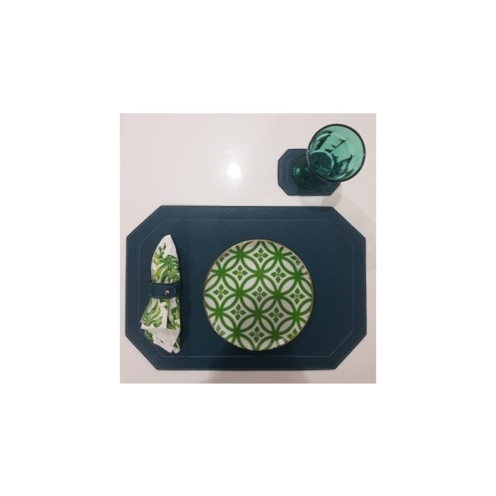 Icone Bag Icone 3 Parça Deri Amerikan Servis & Bardak Altlığı & Peçetelik Takımı, Leke Bırakmaz ve Kullanışlı - Yeşil - 35 x 45 cm Amerikan Servis Fiyatı