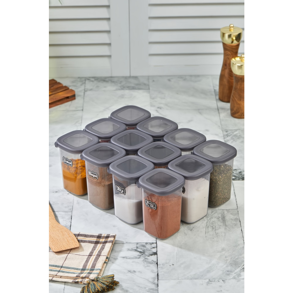 icone life 12li Etiketli Ve Sızdırmaz Kapaklı Baharatlık Seti - 450ml - Etiket Hediyeli Baharat Setleri & Baharatlıklar Fiyatı