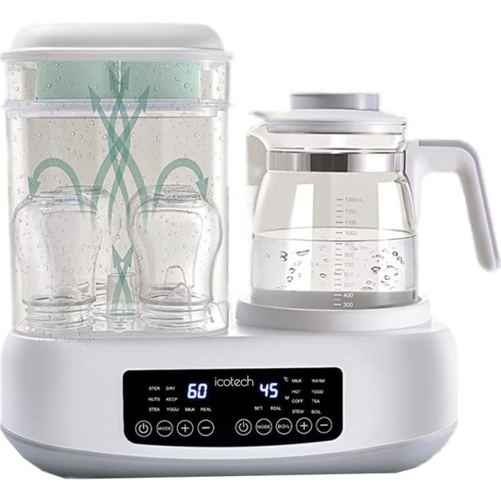 Icotech BD90 Multi Fonksiyonel 5 I 1 Arada Buharlı Biberon Sterilizatörü, Kurutucu,su Mama Isıtıcı, Pişirici Bebek Beslenme Gereçleri Fiyatı