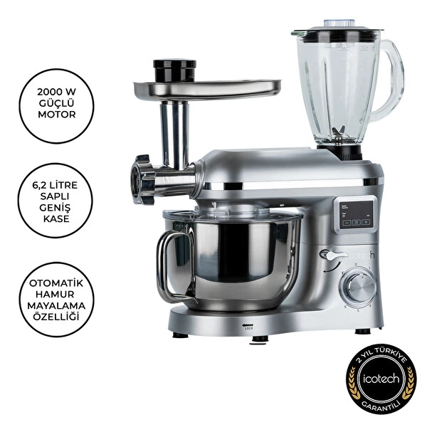 Icotech Sm50 Led Ekranlı 2000W 6.2 L Hamur Yoğurma Makinesi Hamur Yoğurma Makinesi Fiyatı