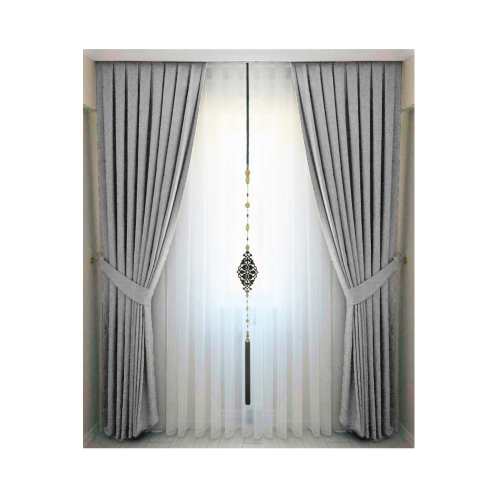 İ.D İpek Dokuma Açık Gri Pileli Kadifemsi Fon Perde Yüksek Kalite Tek Kanat 120 x 280 Beden Fon Perde Fiyatı