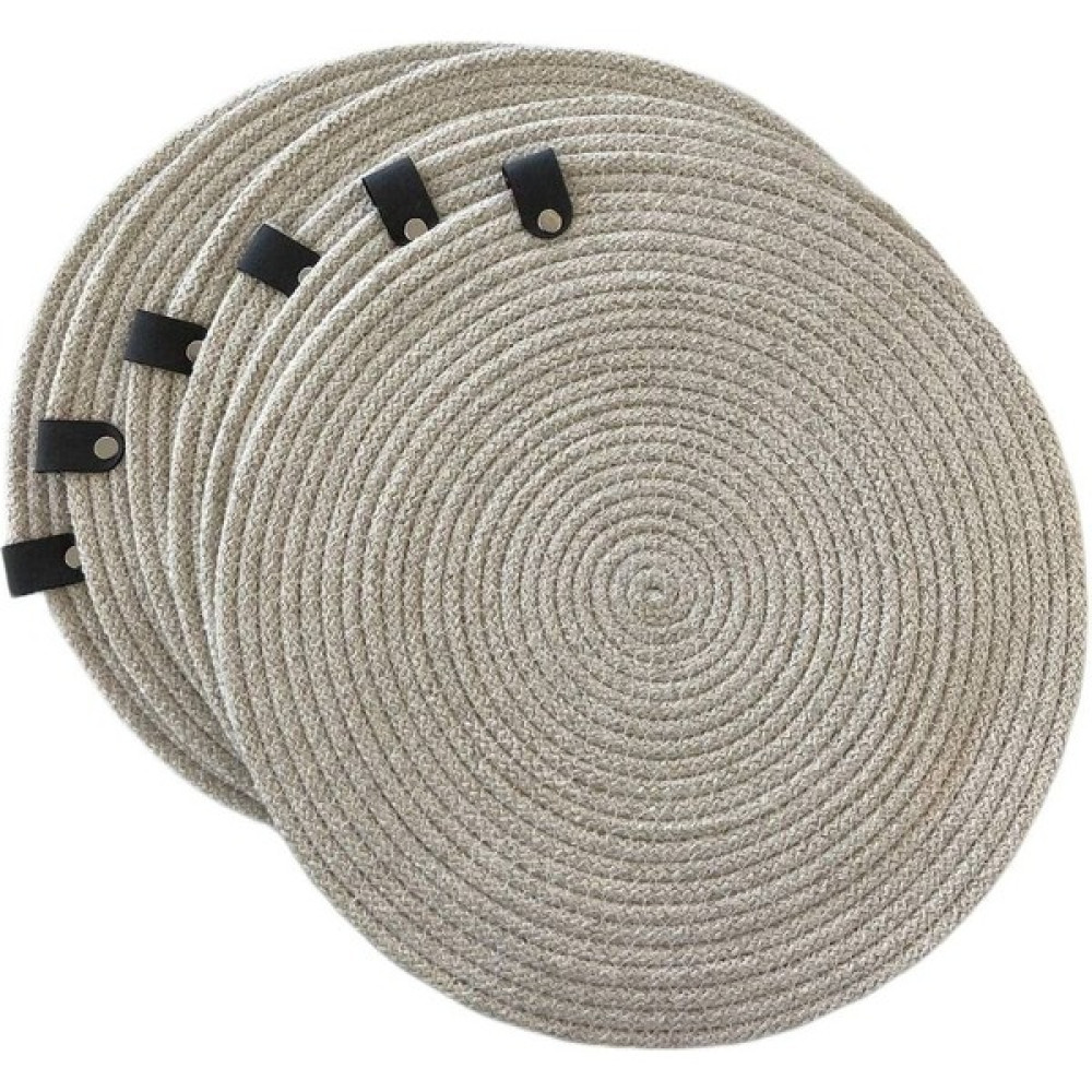 İDA Amerikan Servis Runner İp Supla Sunum Çeyiz Takım Örme Bambu Örgü Tabak Altı Yanmaz (6 adet) - Ekru - 32 x 32 cm Amerikan Servis Fiyatı