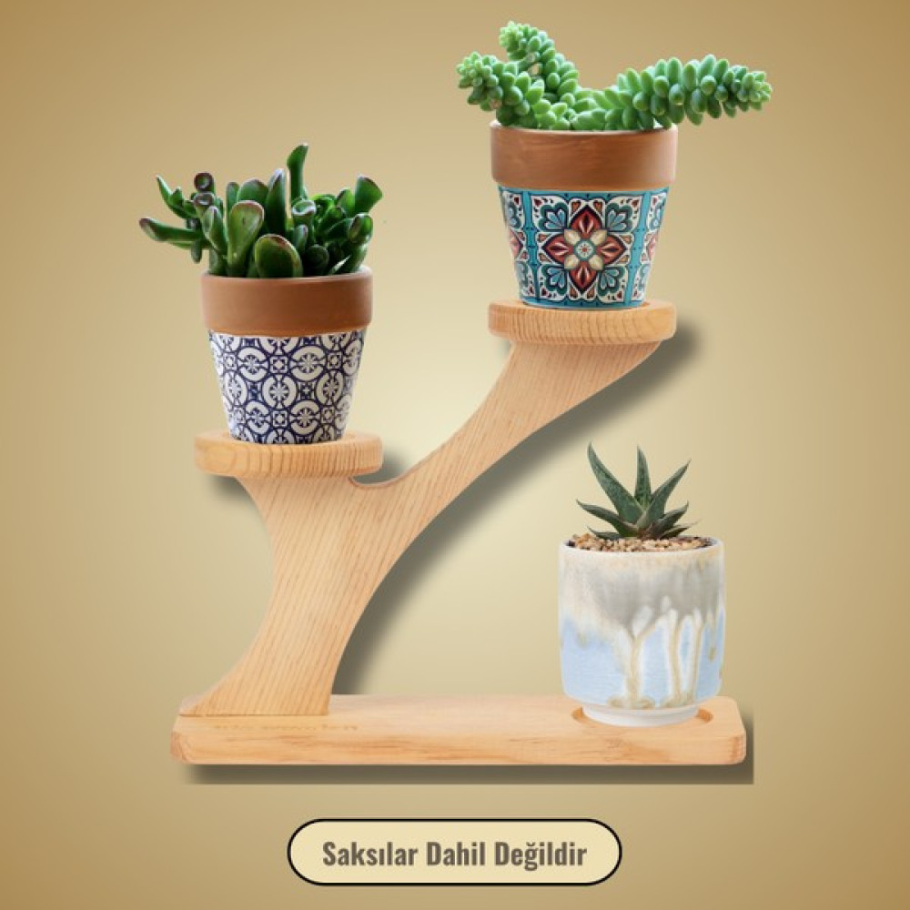 İda Wooden Ahşap Dekoratif Kaktüs Standı - Çiçek Rafı ve Saksı Standı Saksı ve Aksesuarları Fiyatı