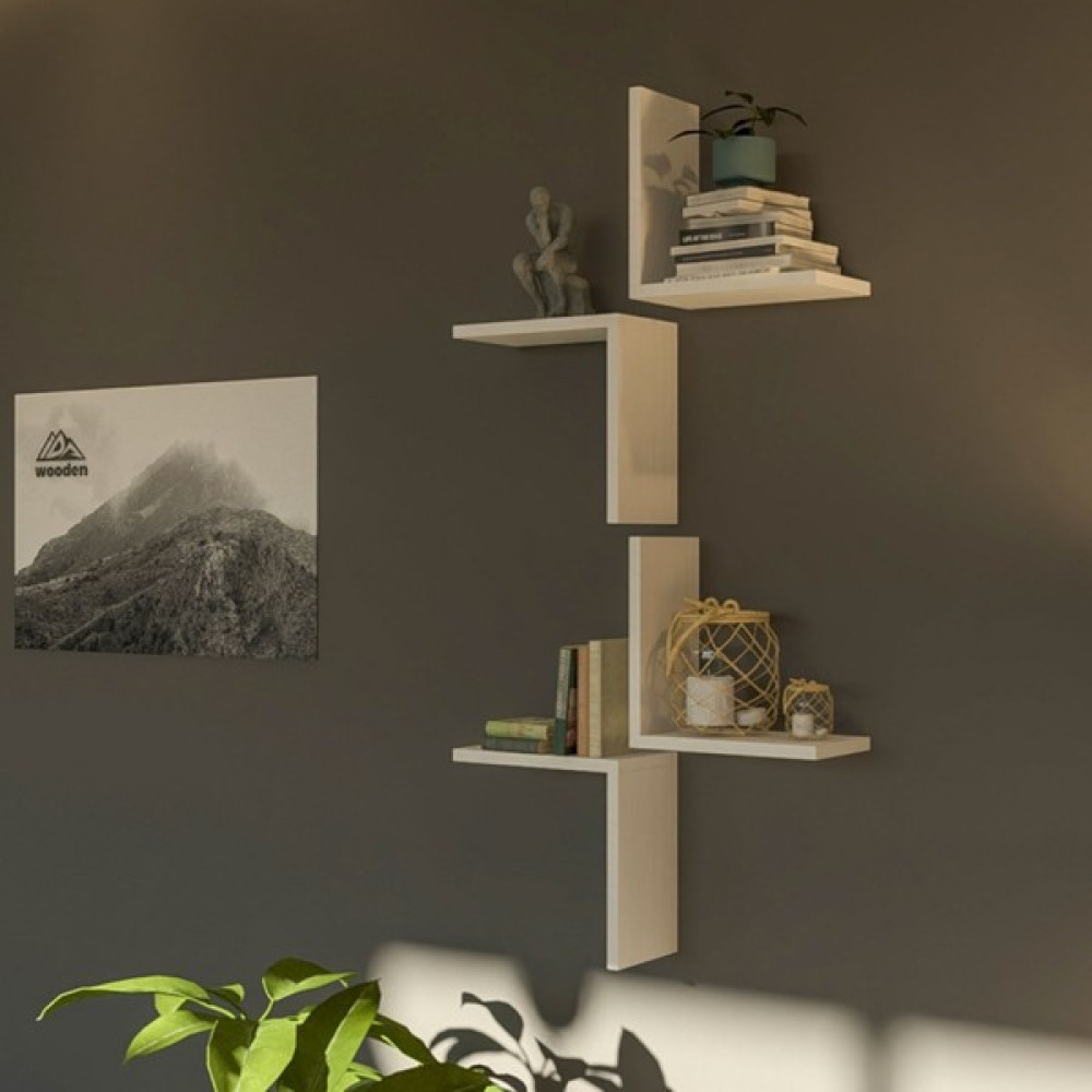 İda Wooden Arbor Dekoratif Duvar Rafı - Duvar Kitaplığı - Beyaz Kitaplık - Duvar Rafı & CD / DVD Rafı Fiyatı