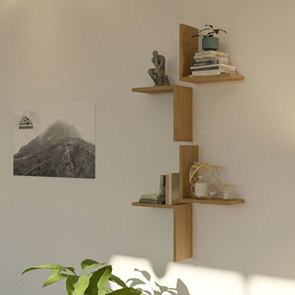 İda Wooden Arbor Dekoratif Duvar Rafı - Duvar Kitaplığı - Meşe Kitaplık - Duvar Rafı & CD / DVD Rafı Fiyatı
