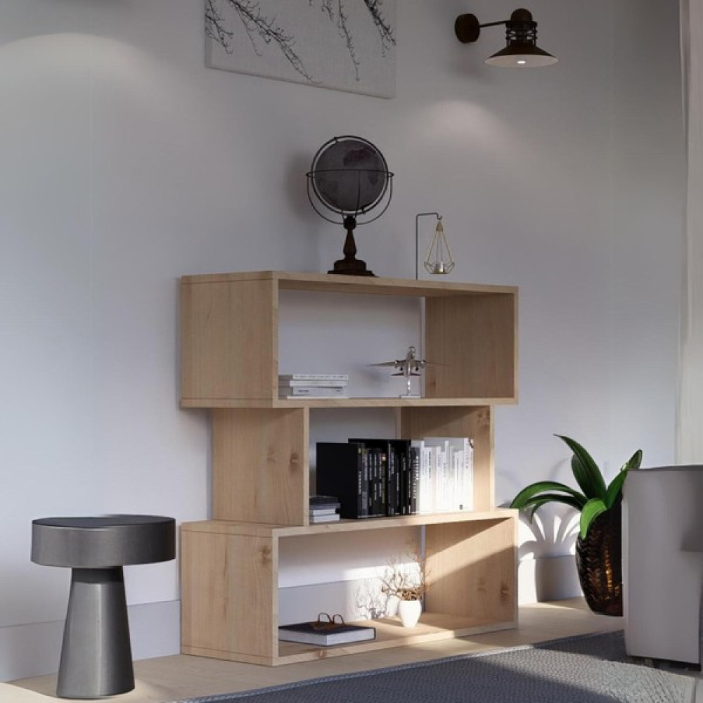 İda Wooden Lexa Çok Amaçlı Modern Kitaplık ve Raflı Kitaplık - 3 Raflı 3 Katlı 88 cm - Sonomo - Kahverengi Kitaplık Fiyatı