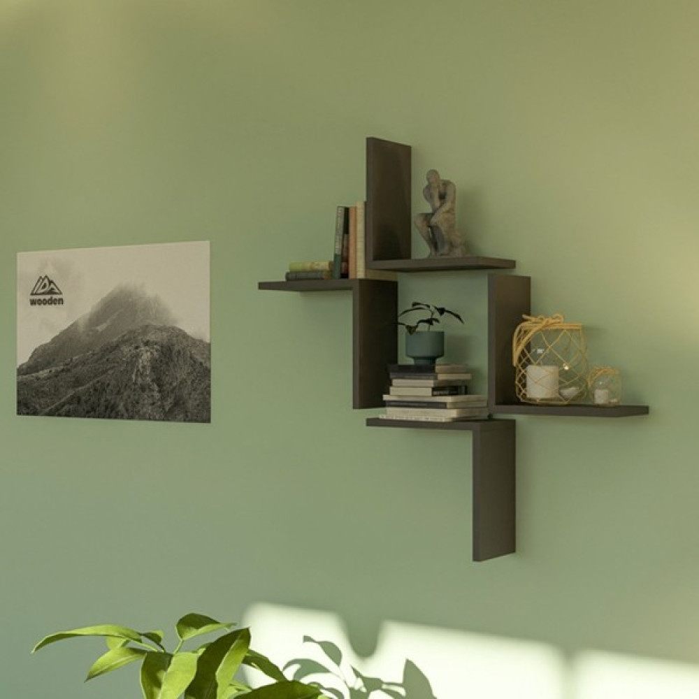 İda Wooden Quart Dekoratif Duvar Rafı - Duvar Kitaplığı - Antrasit Oto Boyaları Fiyatı