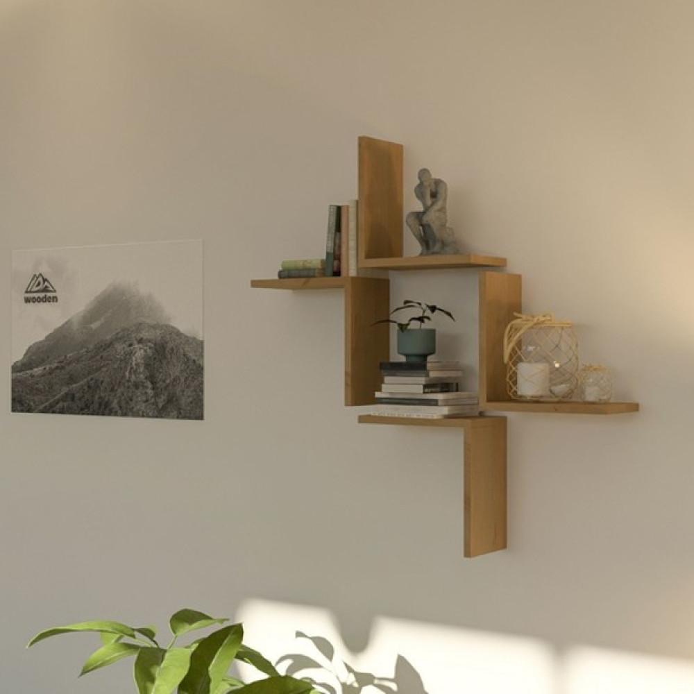 İda Wooden Quart Dekoratif Duvar Rafı - Duvar Kitaplığı - Meşe Oto Boyaları Fiyatı
