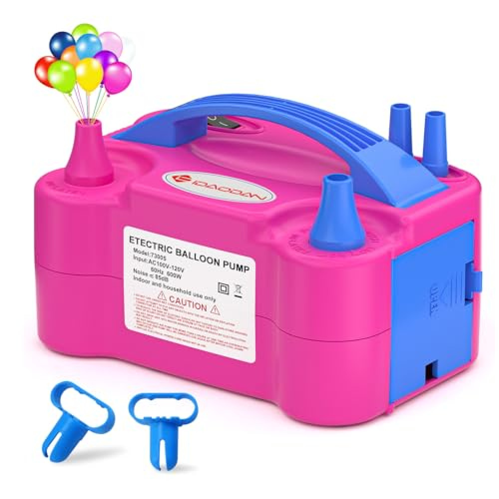 IDAODAN Electric Balloon Pump, Portable Electric Balloon Blower Machine Balloon Air Pump Dual Nozzle110V 600W Balloon Inflator for Party Decorations