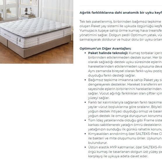 İdaş Optimum 150x200 cm Yatak