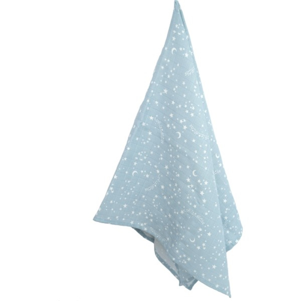 İ&DBABY 1 Adet Mavi Yıldız Desenli 100X120 cm %100 Pamuk Tek Katlı Müslin Kumaş Bebek Örtüsü. - 100 x 120 cm Oto Boyaları Fiyatı