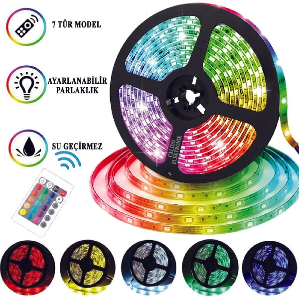 İdeal Gelsin Idealgelsin Rgb Şerit LED Iç ve Dış Mekan 5 Metre Kumandalı Set Tak Çalıştır 16 Renk, 24 Tuşlu Kumanda, Adaptor, Silikonlu, 5mt 300 LED Led Aydınlatmalar Fiyatı