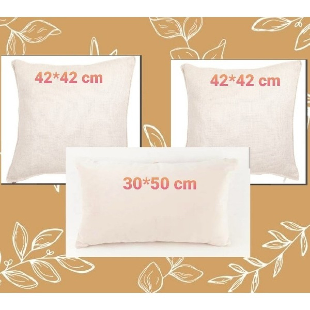 İdil 3'lü Bej Rengi Keten Kırlent Kılıfı Punch Için Işlemelik Kırlent Kılıfı - 42 x 42 cm - Açık Bej Kırlent / Mobilya Yastığı Fiyatı