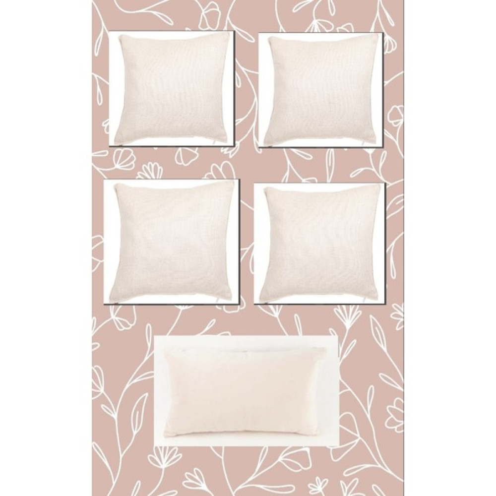 İdil 5'li Bej Rengi Keten Kırlent Kılıfı Punch Için Işlemelik Kırlent Kılıfı - 42 x 42 cm - Açık Pembe Kırlent / Mobilya Yastığı Fiyatı