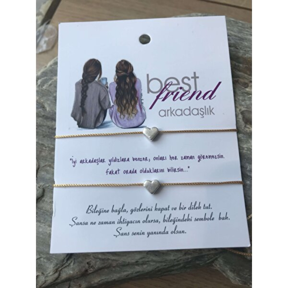 İdilden Takı Aksesuar Bff Arkadaşlık Bilekliği Gümüş Renk Kalp Ikili Ayarlanabilir Ipli Bileklik Sarı - Açık Sarı Saat ve Bileklik Aksesuarı Fiyatı