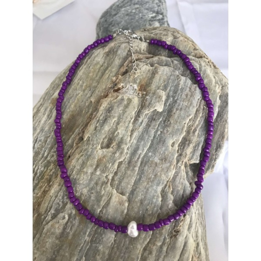 İdilden Takı Aksesuar Inci Detaylı Kum Boncuk Kolye El Yapımı ( Hand Made) Mor - Renkli Bijuteri Kolye Fiyatı