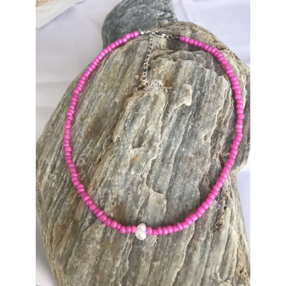 İdilden Takı Aksesuar Inci Detaylı Kum Boncuk Kolye El Yapımı ( Hand Made) Pembe - Renkli Bijuteri Kolye Fiyatı