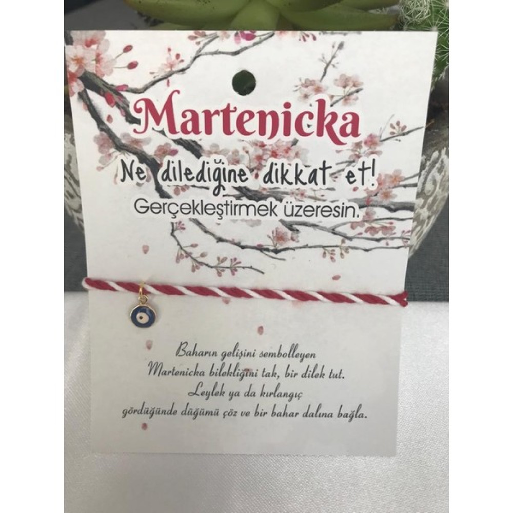 İdilden Takı Aksesuar Martenicka Dilek ve Şanş Bilekliği Nazar Boncuklu Kırmızı-Beyaz Mart Ipi - Renkli Saat ve Bileklik Aksesuarı Fiyatı
