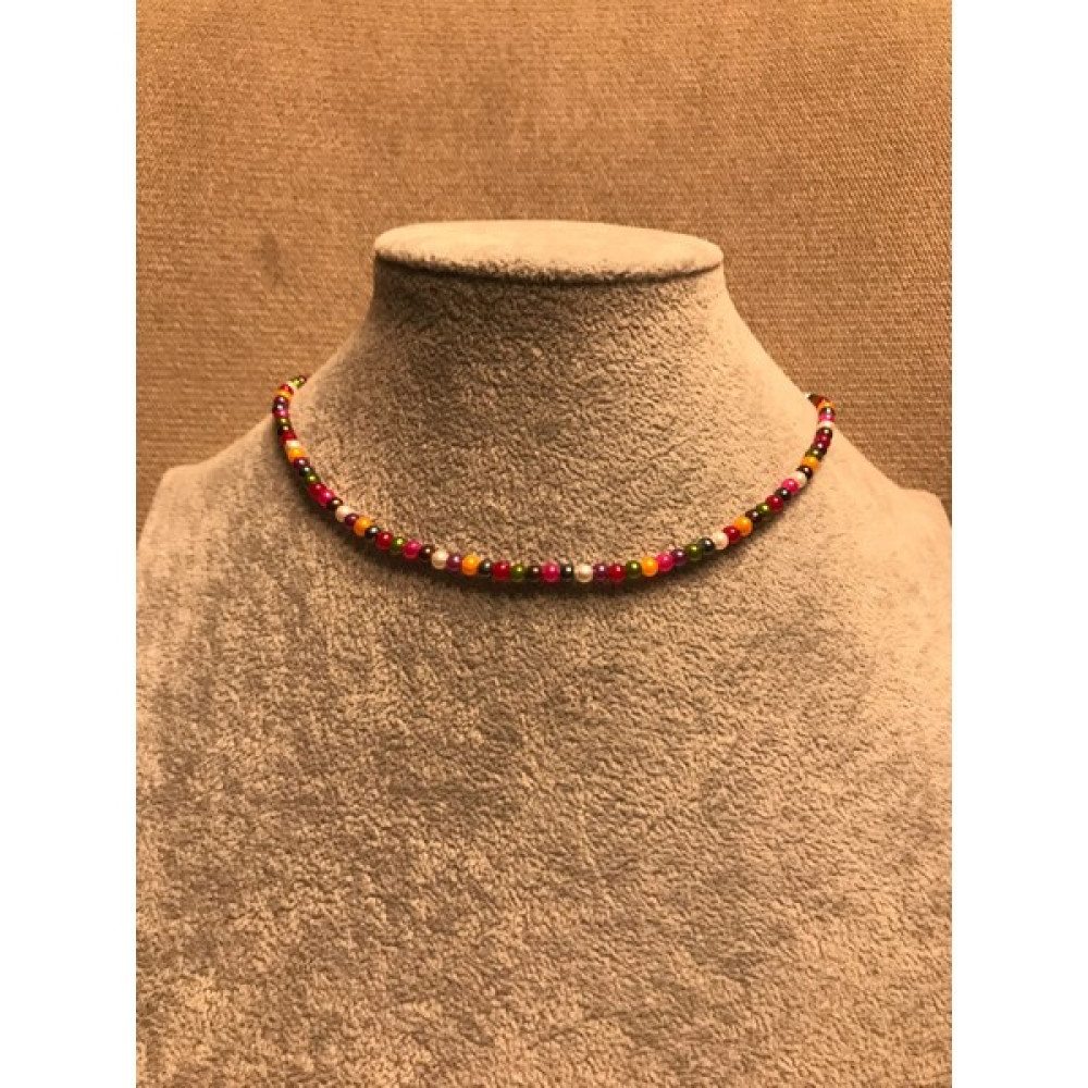 İdilden Takı Aksesuar Renkli Inci Plastik Boncuk Choker Kolye - Çok Renkli Bijuteri Kolye Fiyatı