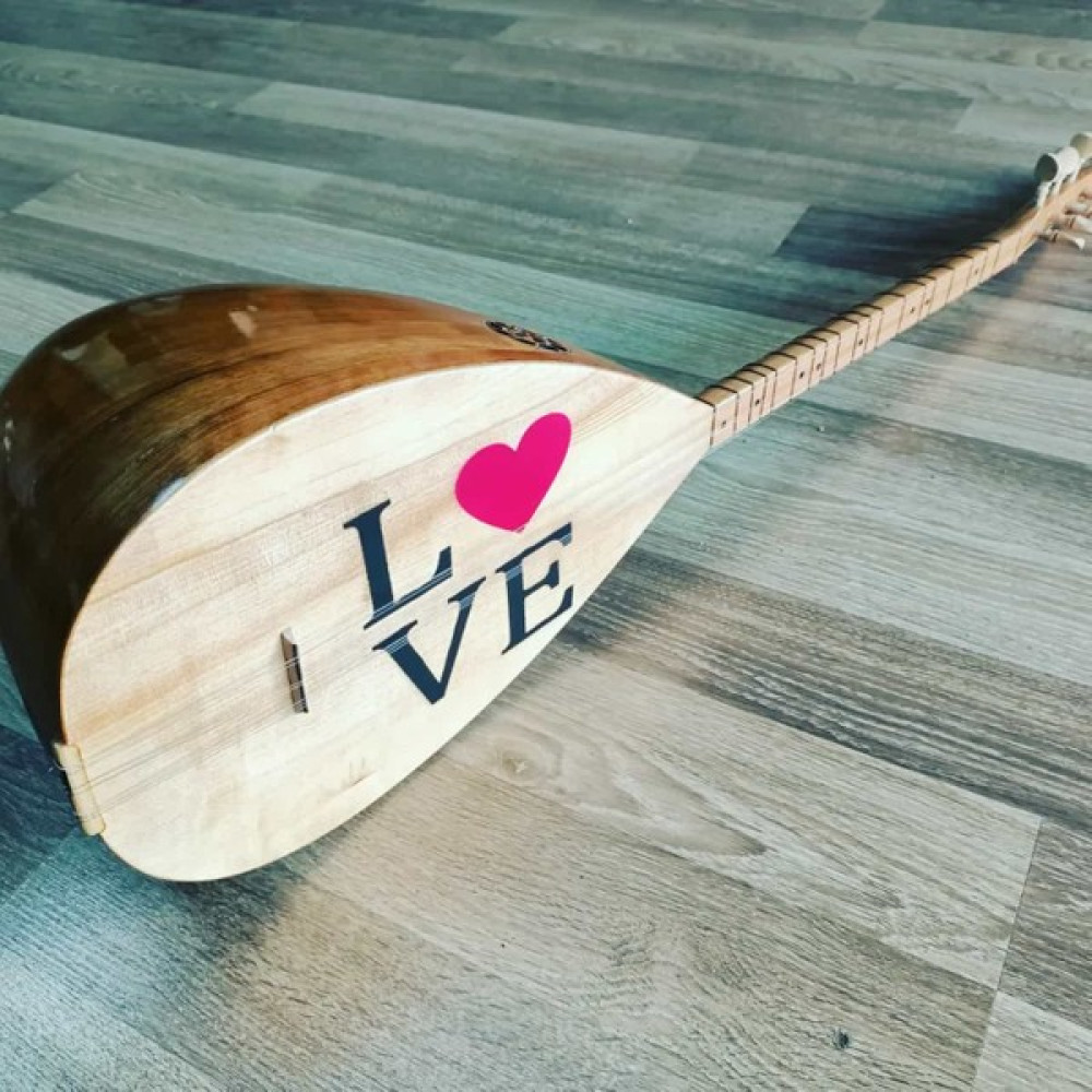 İdol Müzik Aletleri Bağlama 'love' Işlemeli Uzun Sap Tam Set Saz Bağlamalar Fiyatı