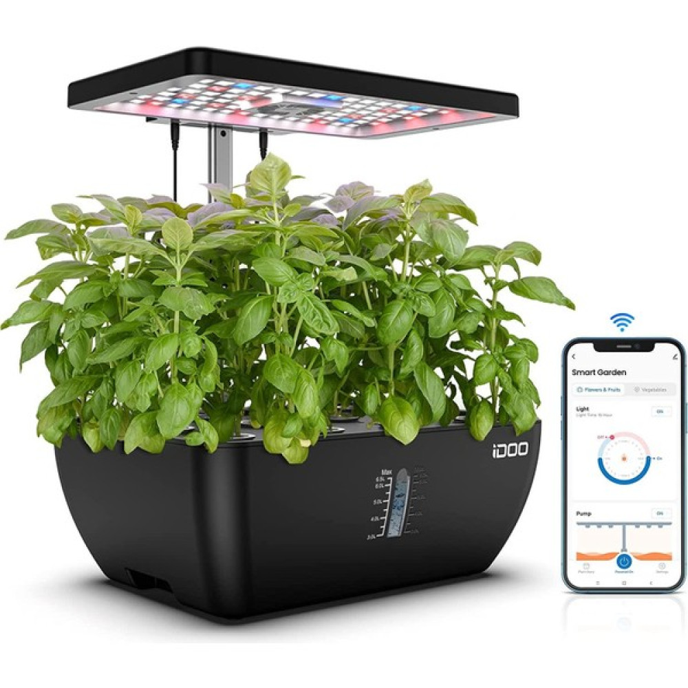 Idoo Hidroponik Bitki Bahçesi Wifi 12 Bölmeli 6,5 Lt Topraksız Tarım - Standart Bitki Fiyatı