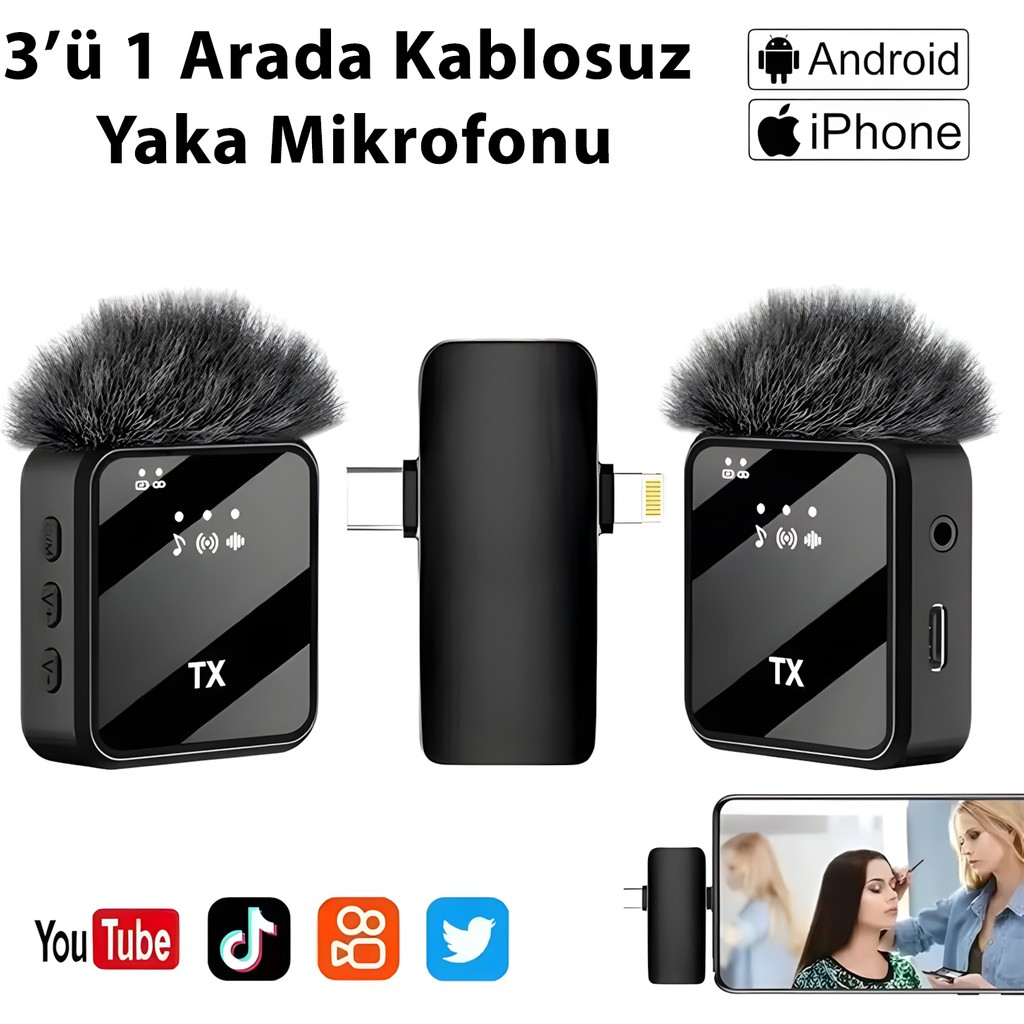 İdragon F15-2 Profesyonel Kablosuz Yaka Mikrofonu – Type-C Uyumlu, Gürültü Engelleme, Youtube Tiktok Röportaj Kayıt Mikrofonu - Siyah Bilgisayar Çevirici ve Adaptörü Fiyatı