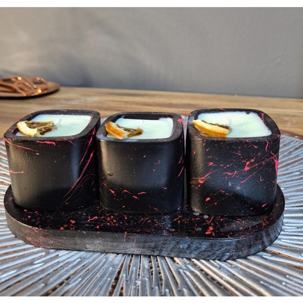 İdyllart Store 3'lü Kokulu Mum Set - Siyah - Pembe - 1 Adet Dekoratif Mum Fiyatı