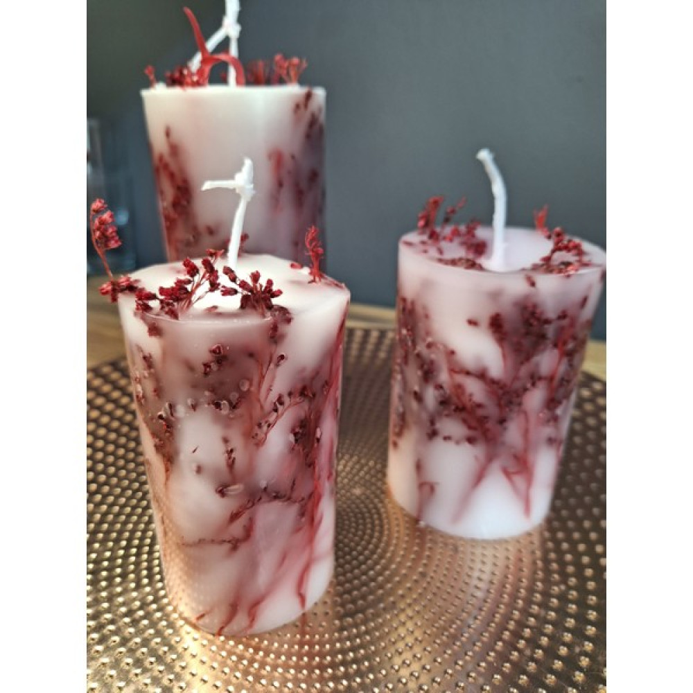 İdyllart Store Kırmızı Çiçek Dolgulu Mum Set - 1 Adet Dekoratif Mum Fiyatı