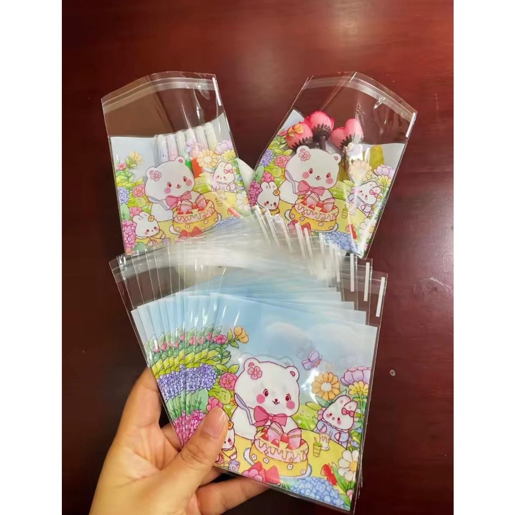 İğne İzi Bantlı Şeffaf Desenli Poşet Opp 10X10 cm 95 Adet Diğer Fiyatı