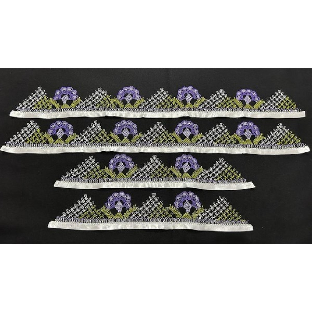 İğne Oyası Analı Kızlı-Havlu Kenarı-Havlu-Iğne Oyası-El Işi HK242 - 90 x 50 cm - Lila El / Yüz Havlusu Fiyatı