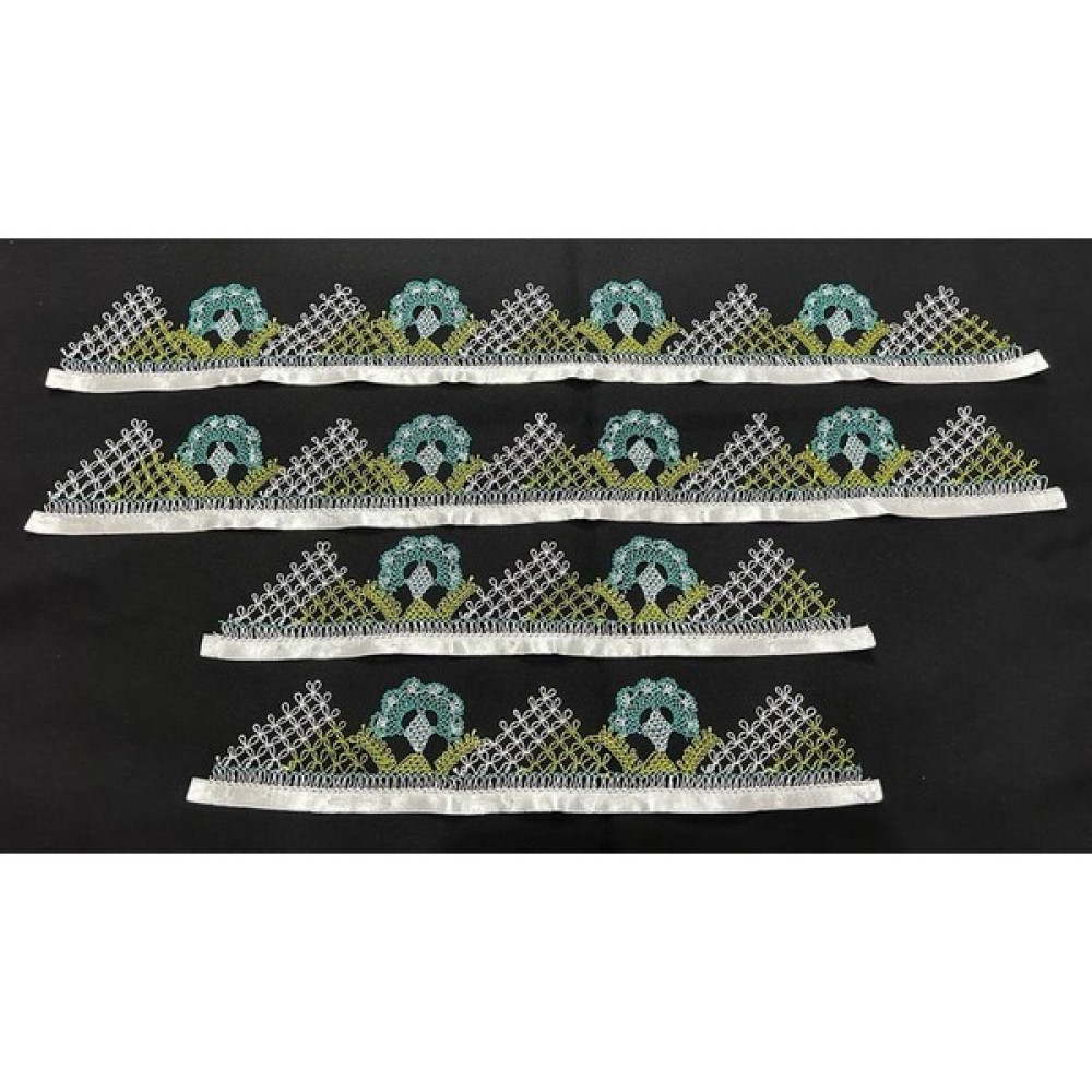 İğne Oyası Analı Kızlı-Havlu Kenarı-Havlu-Iğne Oyası-El Işi HK245 - 90 x 50 cm - Su Yeşili El / Yüz Havlusu Fiyatı