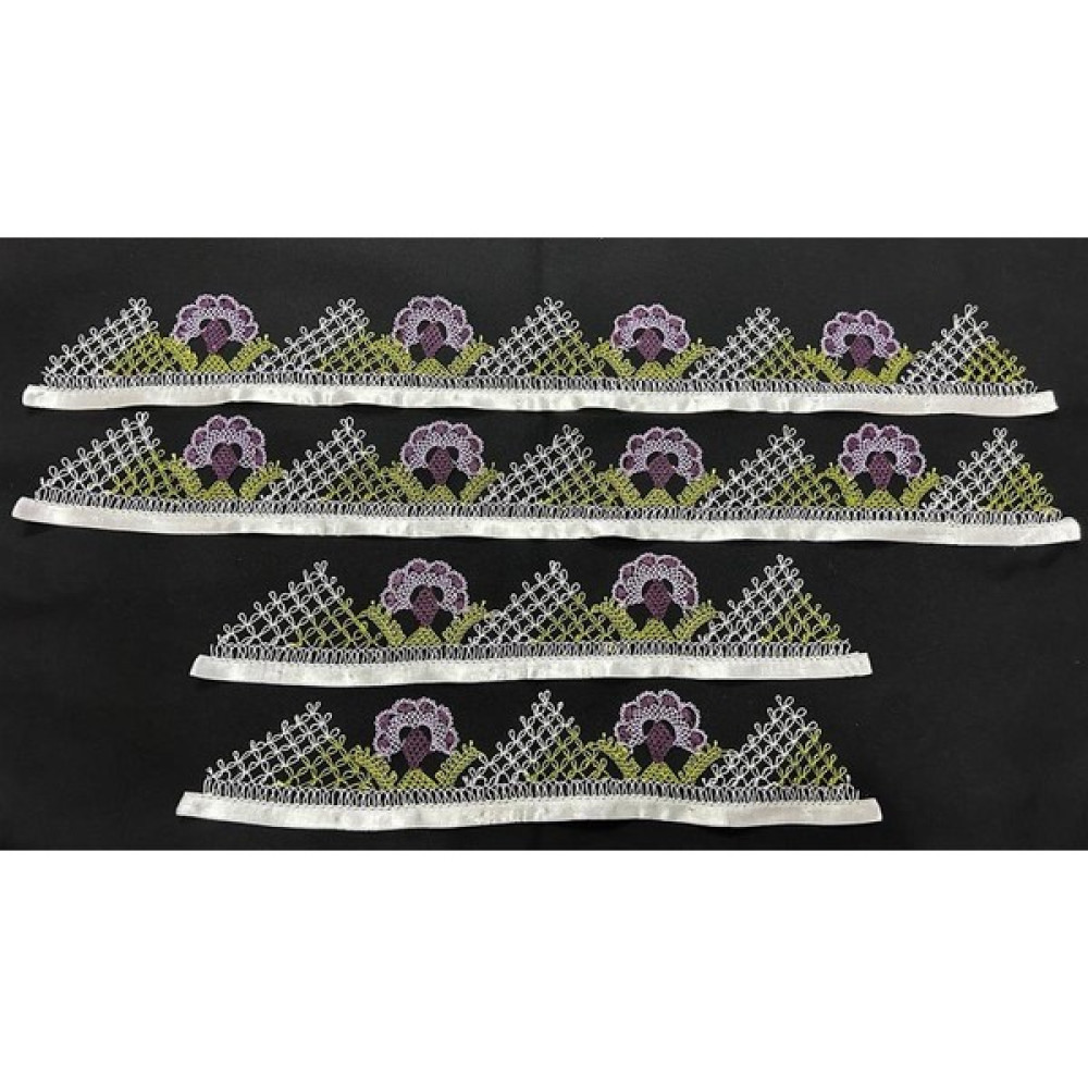İğne Oyası Analı Kızlı-Havlu Kenarı-Havlu-Iğne Oyası-El Işi HK247 - 90 x 50 cm - Lila El / Yüz Havlusu Fiyatı