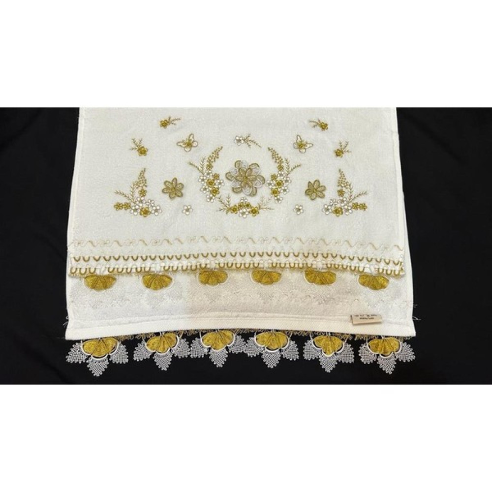 İğne Oyası Havlu - Havlu Kenarı - Iğne Oyası - El Işi HV40 - 90 x 50 cm - Sarı El / Yüz Havlusu Fiyatı