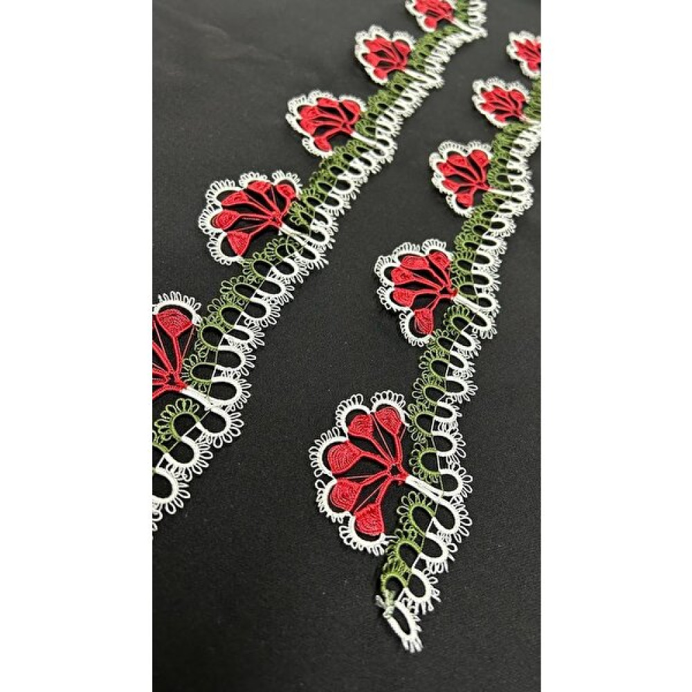 İğne Oyası Havlu Kenarı - Havlu - Iğne Oyası - Mekik Oyası - El Işi Hk312 - 90 x 50 cm - Kırmızı El / Yüz Havlusu Fiyatı