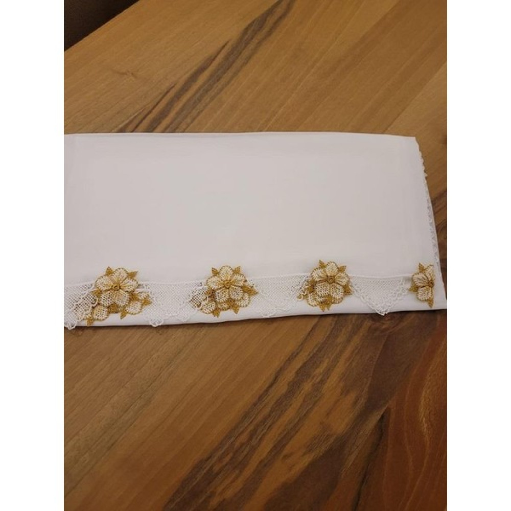 Iğne Oyası Işlemeli El Işi Mevlüt Örtüsü O-00088 - ​80 x 300 cm - Beyaz Masa Örtüsü Fiyatı